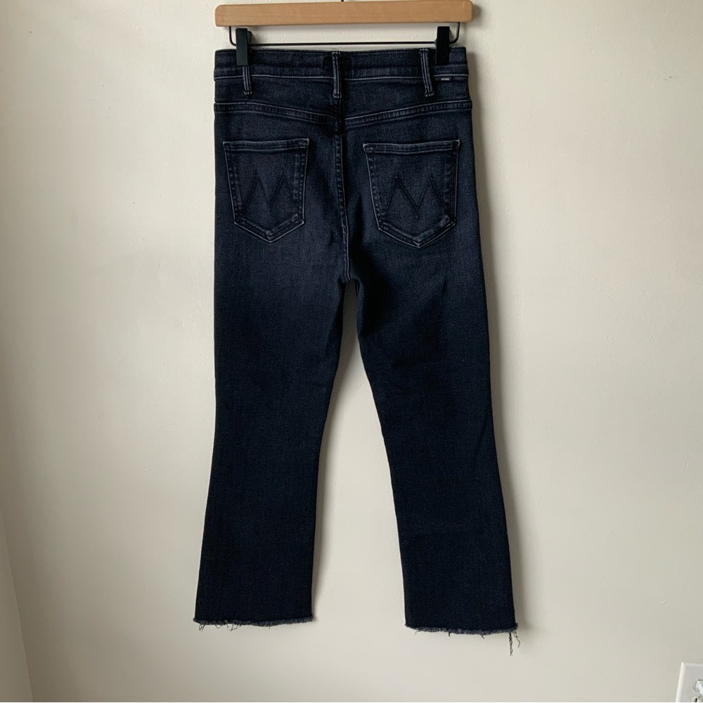 MOTHER Jeans Hustler Ankle Fray Encounters at Night Cropped Black Size 29 - Picture 3 of 15